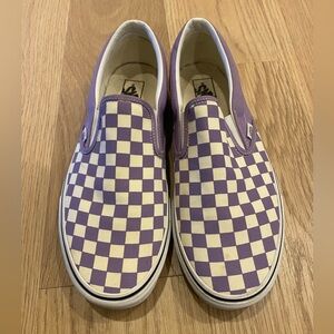 Vans White and Lavender Checkers Classic Slip On